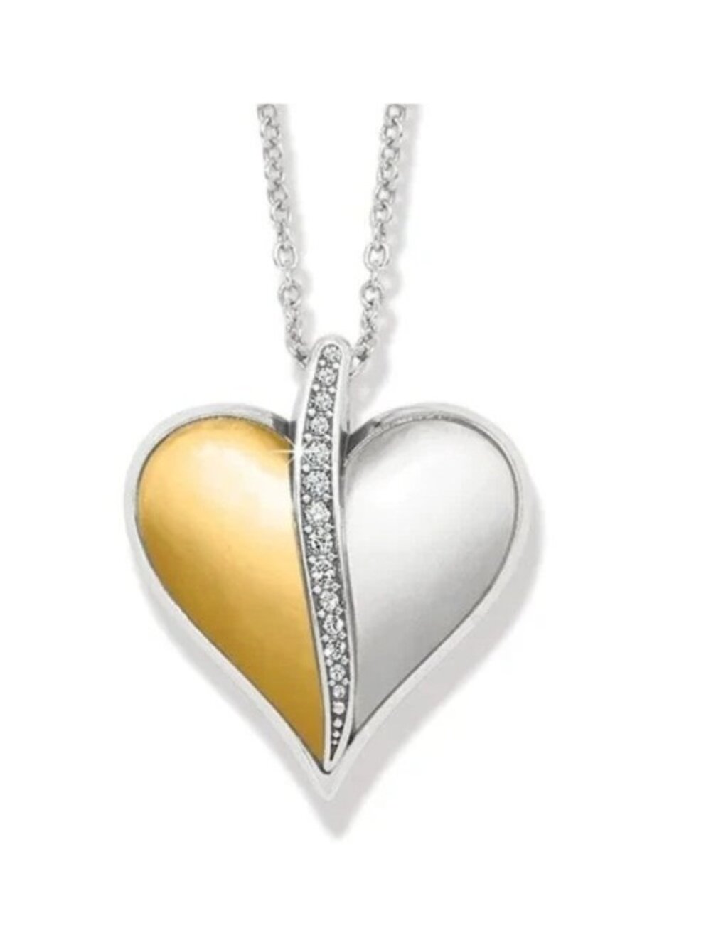 Brighton Precious Heart Two Tone Pillow Puffed Necklace JM7603 $108     1 1/4"